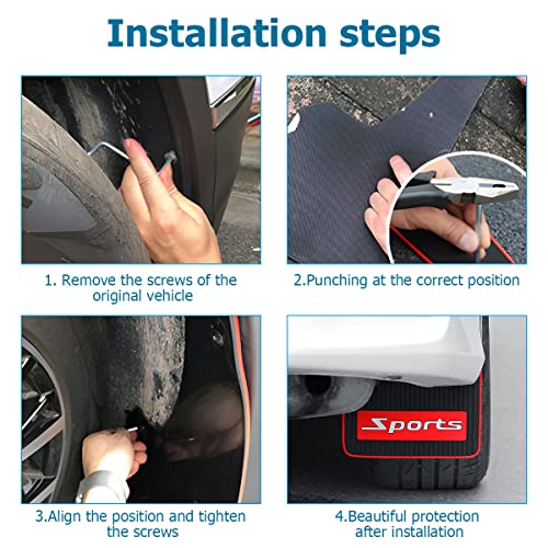 2Pcs Car Mud Flaps Splash Guards with Hardware, Black S946