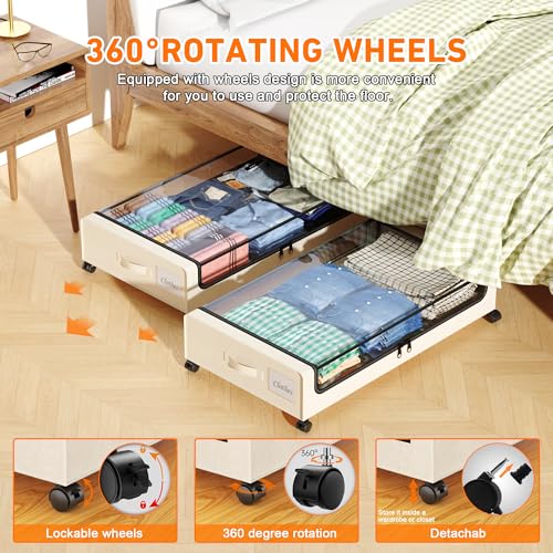 Under Bed Storage with Wheels, 2-Pack XXL 60L Metal Drawer, Black S2866