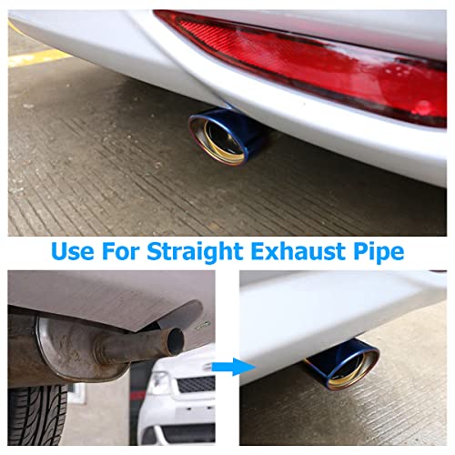 Stainless Steel Car Exhaust Tip, 2.5" to 3.3" Universal, Chrome-Plated Finish, Blue/B Style J466