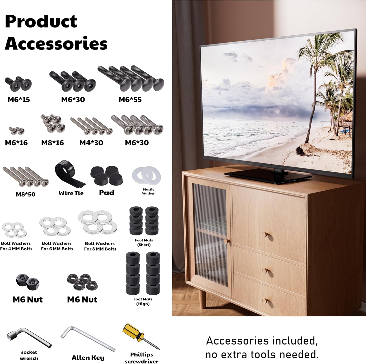 Swivel Universal TV Stand Base, Height Adjustable for 23-55 inch TVs, Black M27003