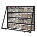 36 Graded Sports Card Display Case with Card Fixed Groove, Large Lockable Baseball Card Display Cabinet, with 98% UV Protection Acrylic Door for Baseball Basketball Cards,Horizontal