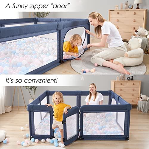 Baby Playpen Large Play Yard with Door for Toddlers, Grey I276