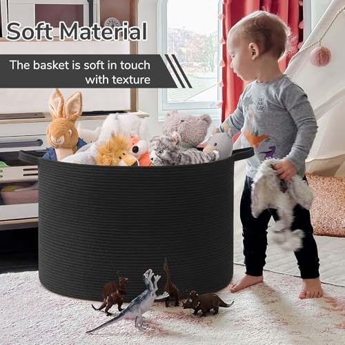 INDRESSME Large Cotton Rope Storage Basket with Handles, 90L Grey R37552