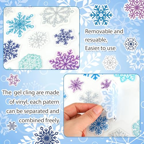 Pickmesh 45 Pcs Christmas Snowflake Window Gel Clings Removable Reusable U3538