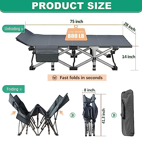 LILYPELLE Folding Camping Cot, Extra Wide Heavy Duty with Carry Bag Z15817