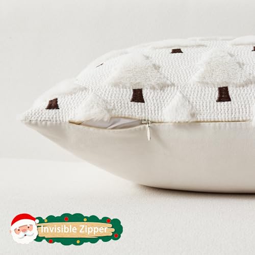 UGASA Star Christmas Decorative Pillow Covers 18x18 Inch Set of 2 Dark Green Q9265