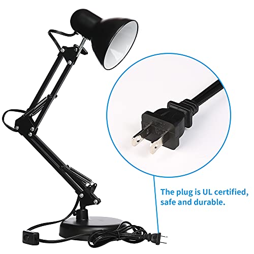 LED Desk Lamp with Clamp, Swing Arm, 6500K, Black Q7888