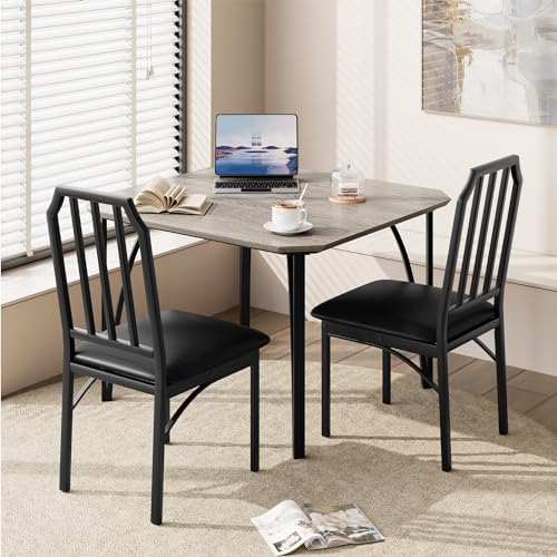 GAOMON Dining Table Set for 2 with Cushion Seats, Rustic Brown L77092