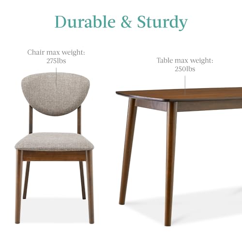Best Choice Products 5-Piece Dining Set, Mid-Century Modern Table & 4 Chairs, Wooden Frame, Charcoal/Walnut D1250