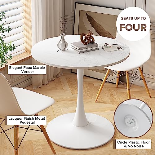 Mid-Century Tulip Round Dining Table for 4-6 People, White O978