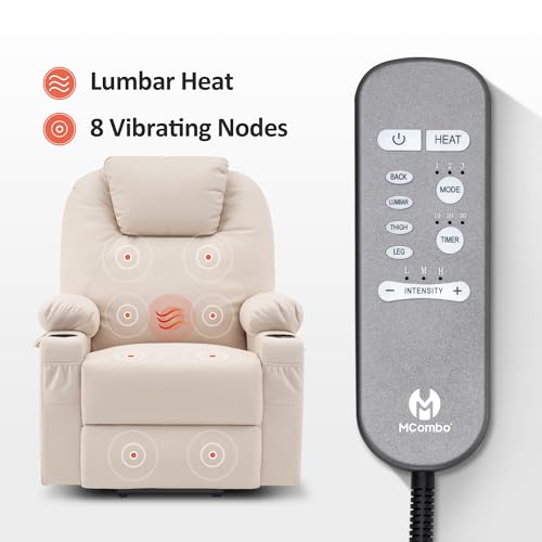MCombo Power Lift Recliner Chair for Elderly with Heat and Massage, Faux Leather, Black V60394