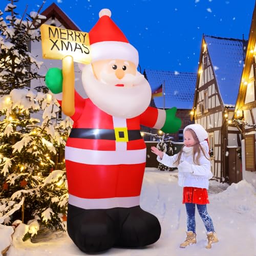 GOOSH 8 FT Christmas Inflatables Santa Claus with Built-in LEDs Outdoor Yard Decor K368465