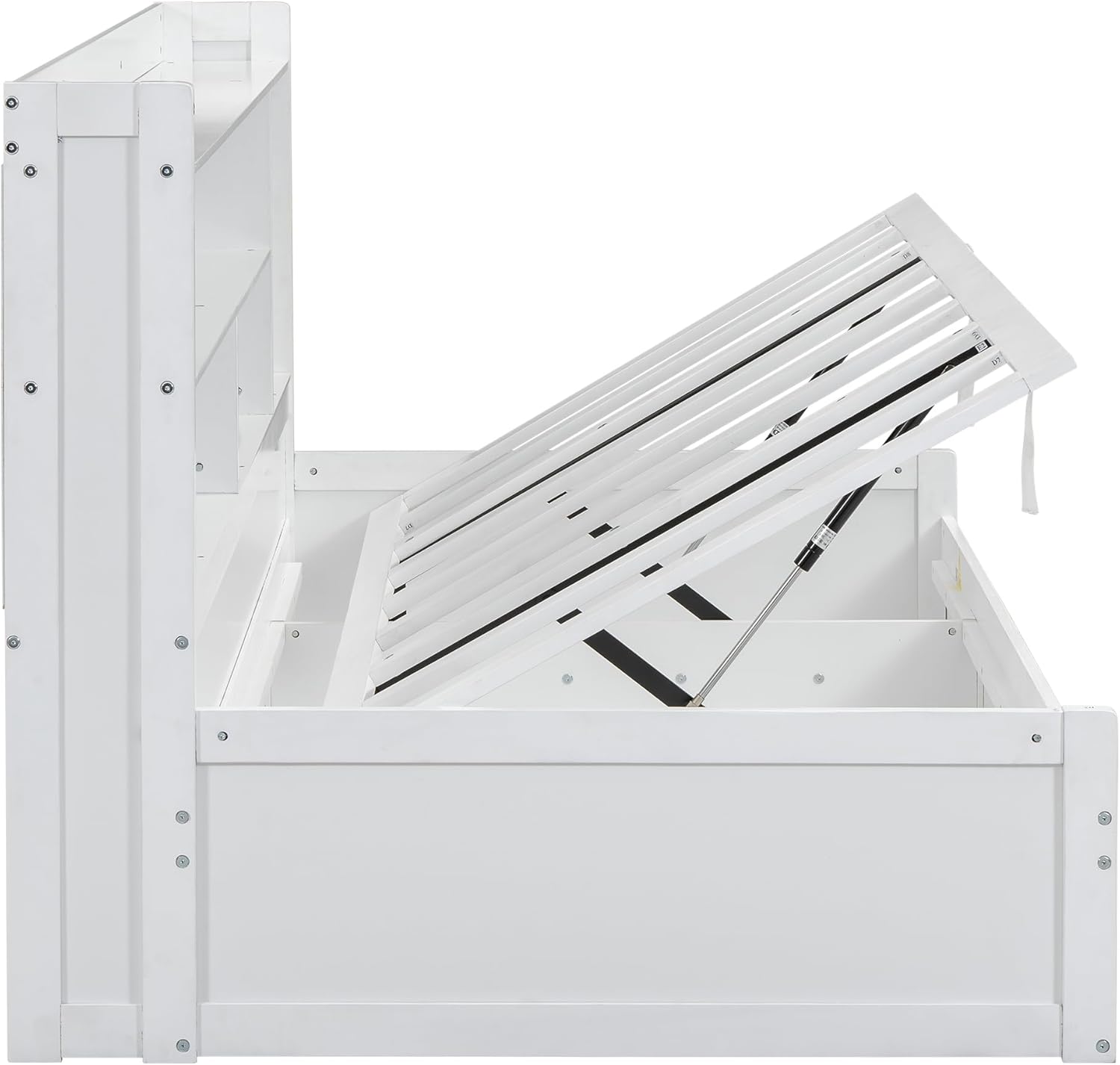 Twin Size Daybed with Storage Bookcases and USB Charging Station, White G546