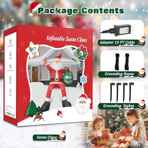 7 FT Christmas Inflatable Santa Claus with LED Lights Indoor Outdoor Decoration F5780