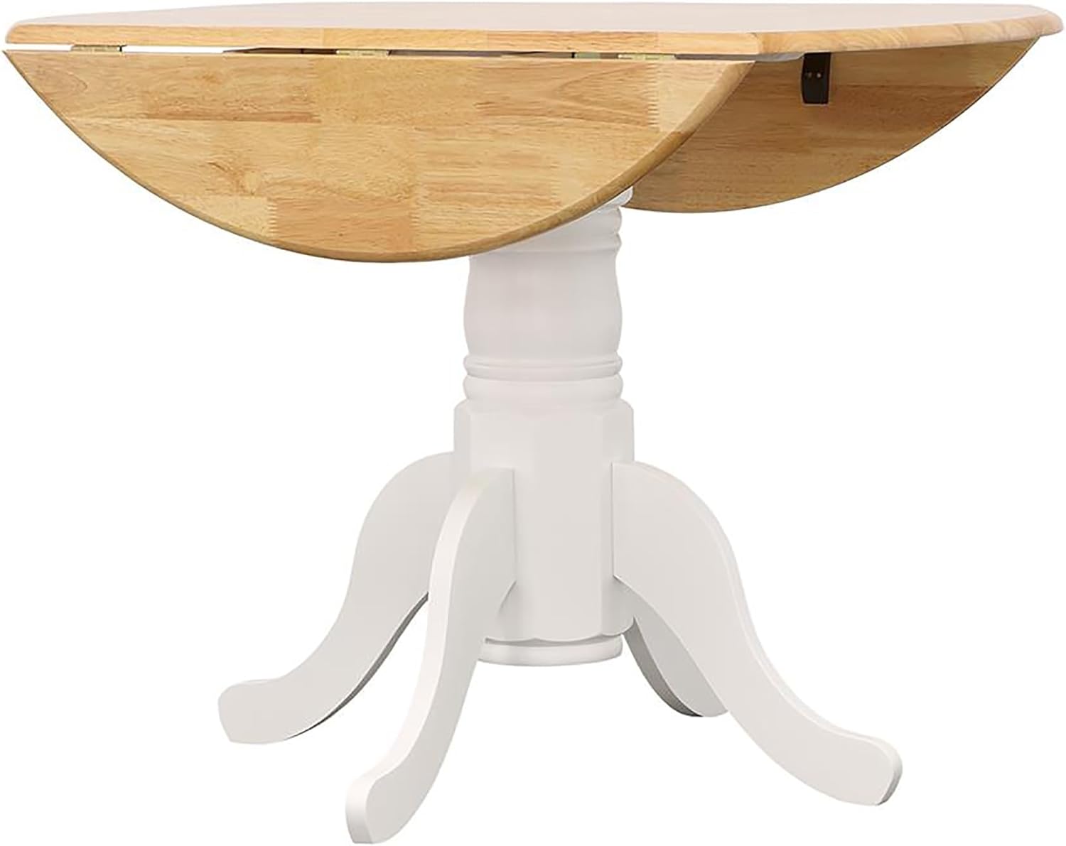Natural Brown and White Round Drop Leaf Dining Table V2999