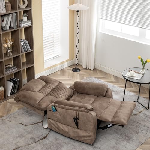 Lift Chair Recliner with Massage and Heat, Heavy Duty for Seniors, Brown V12888