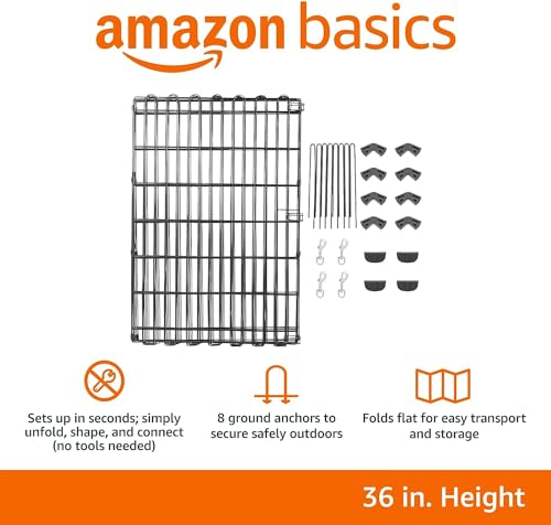 Amazon Basics Foldable Octagonal Metal Dog Playpen, Extra Large, Black G18040