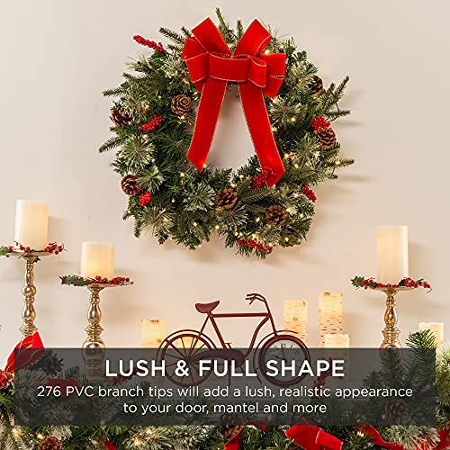 Best Choice Products 30in Pre-Lit Battery Powered Christmas Wreath with 100 Lights P68958