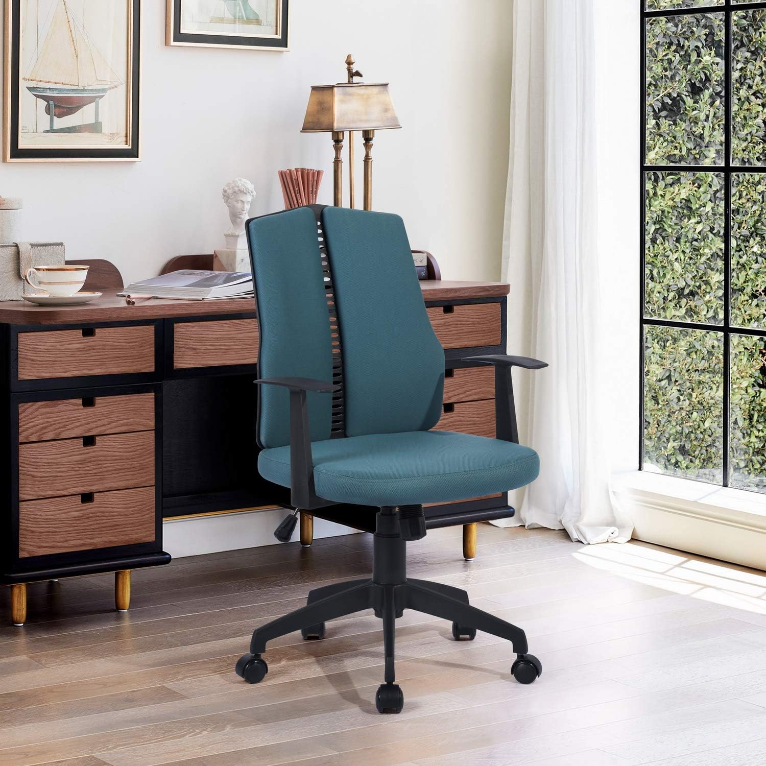 Home Office Ergonomic Desk Swivel Rolling Computer Executive Chair, Dark Blue