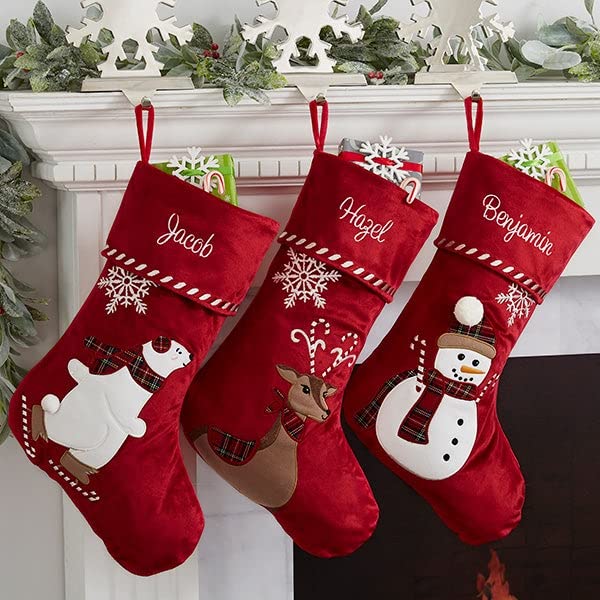 Personalization Universe Personalized Snowman Christmas Stocking with Custom Embroidered Name, 18" E97440
