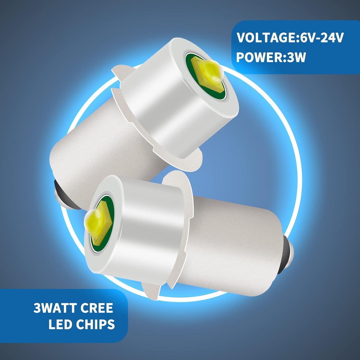 4 Pack LED Flashlight Bulb P13.5S PR2 Conversion Kit 3W White for 2-4C&D Cell Torch Lantern Y32684