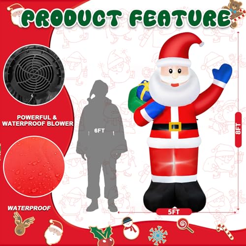 B&D 12FT Giant Christmas Inflatables Snowman Outdoor Decorations with Rotating LED Lights B36000