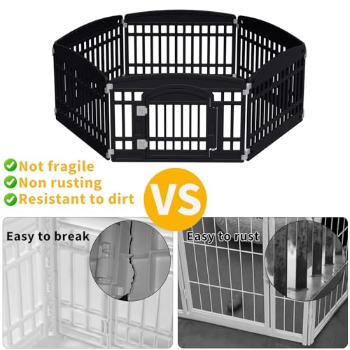 Pet Playpen for Dogs Heavy Plastic Exercise Pen Indoor Outdoor Folding Cage 6 Panels White L83956