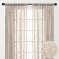 Chanasya Premium Embroidered Swirl Vine Curtains - Sheer Curtains for Living Room, Bedroom, Kitchen - 52" x 108" - Navy Blue, 2 Panels