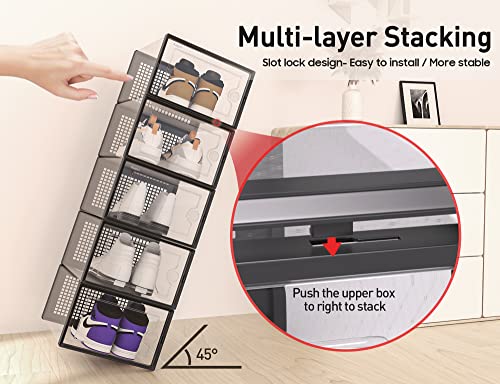 Kuject X-Large Clear Plastic Stackable Shoe Storage Boxes, 12 Pack, Blue Y142131
