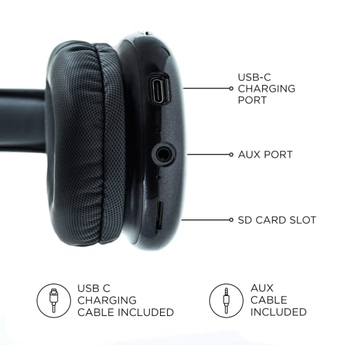 iJoy Ultra Wireless Headphones with Microphone, Over Ear Bluetooth, 10Hr Playtime, Blue A639495