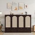 KEIKI Queen Murphy Bed Cabinet with Charging Station & Rattan Design S457376