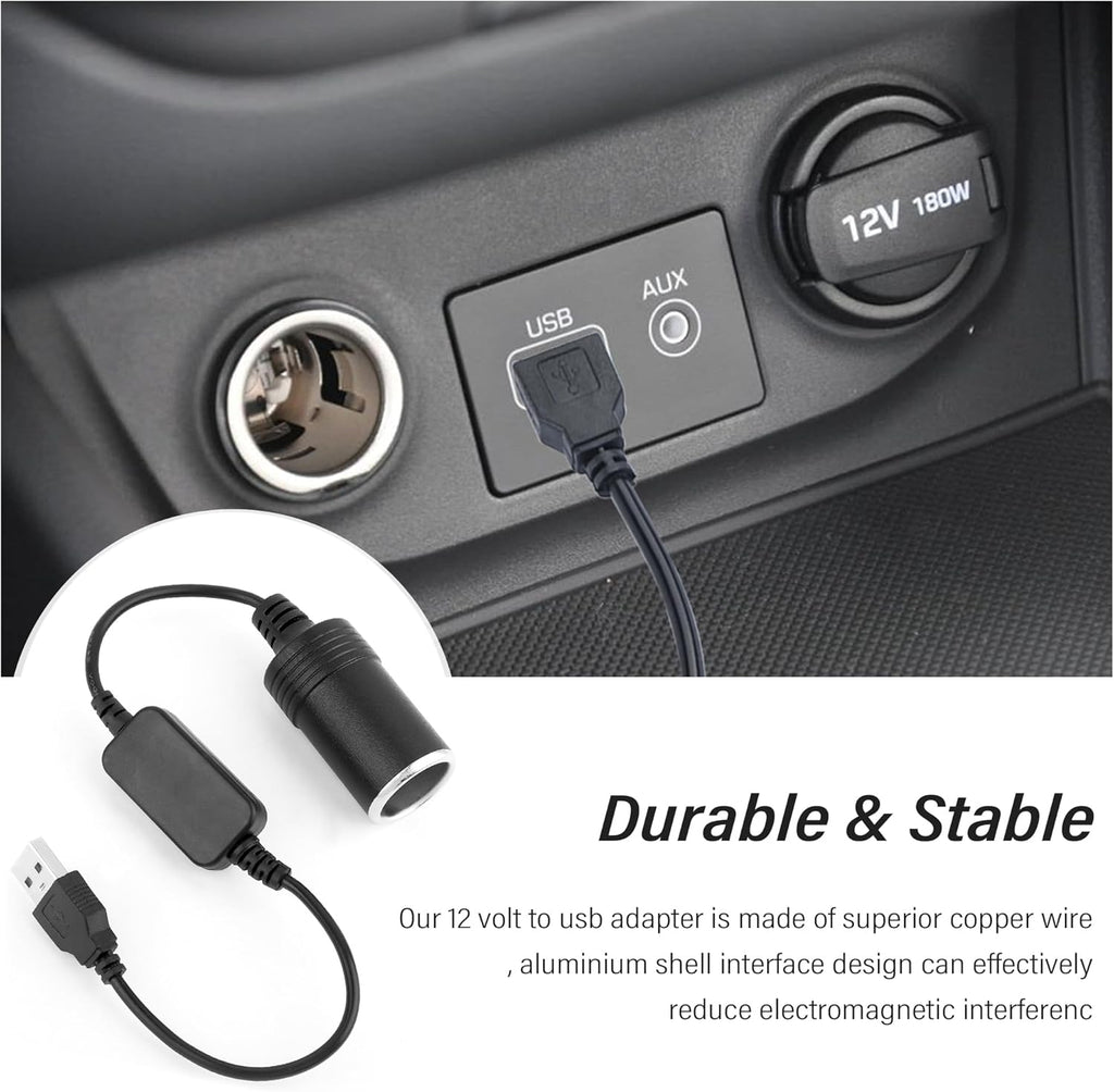 USB to Cigarette Lighter Adapter 12V for Car, Dash Camera, GPS U97148