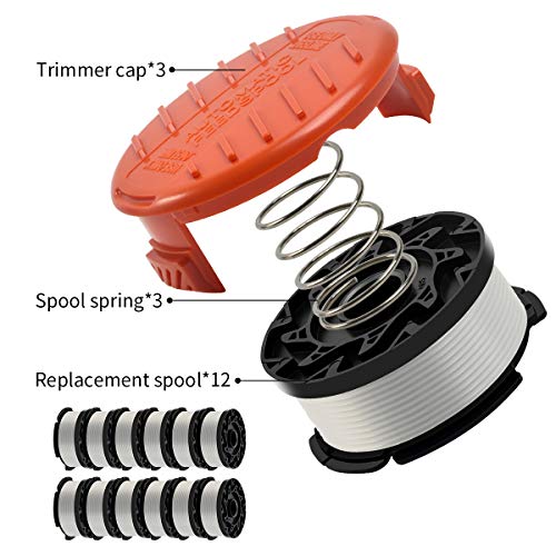 Black and Decker Weed Eater String Trimmer Line, AF-100, 6 Spools & 1 Cap Y8987
