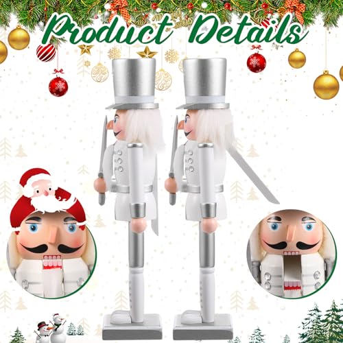 Huwena 2Pcs Christmas Nutcracker Soldier Wooden Figure Decor 12'' Z474