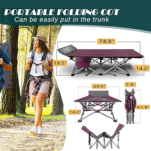 ABORON Oversized Folding Camping Cot for Adults, Double Layer 1200D, with Mat & Carrying Bag S2407