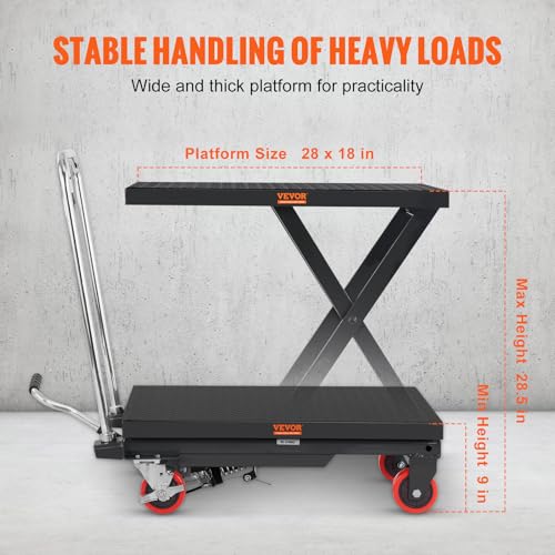 VEVOR Electric Lift Table 330 lbs Capacity, Height Adjustable, Black Y3219