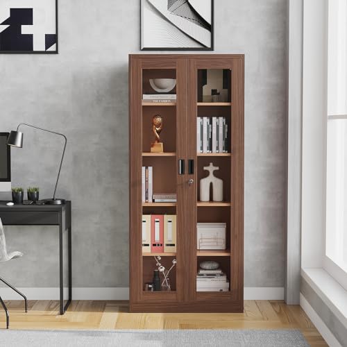 Metal Storage Cabinet with Doors and Shelves, 71" Locking Steel, White L799