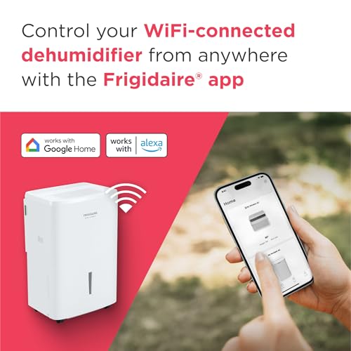 Frigidaire 50-Pint Portable Dehumidifier with Wi-Fi for Medium/Large Rooms, White Q334986