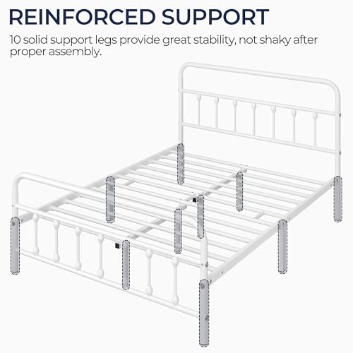 Yaheetech Classic Metal Platform Bed Frame with Victorian Headboard, Full Size Black T81083