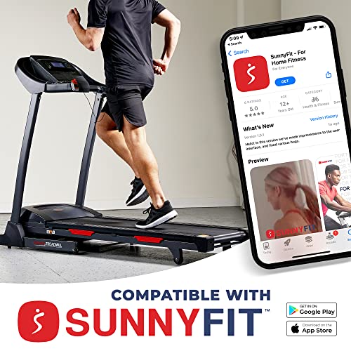 Sunny Health & Fitness Folding Incline Treadmill with Pulse Sensors A924
