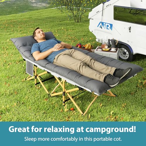 Folding Camping Cot for Adults, Heavy Duty with Carry Bag, Portable Outdoor Travel Cot E9127