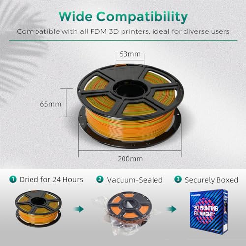 FLASHFORGE PLA Filament 1.75mm Burnt Titanium, Color Changeable 3D Printer Filament 1kg T433110