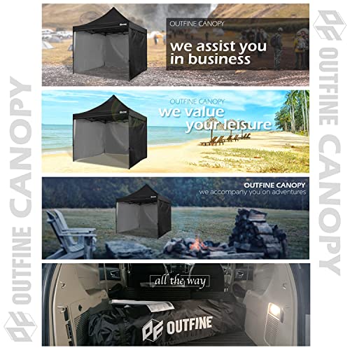 OUTFINE Heavy Duty 10x10 Pop Up Canopy Tent with 3 Side Walls, White Q980400