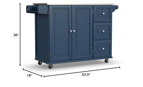 homestyles Mobile Kitchen Island Cart with Stainless Steel Top, Sage Green J6213