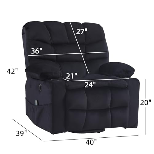 Phoenix Home Large Power Lift Recliner with Massage and Heat for Elderly, Brown O77713