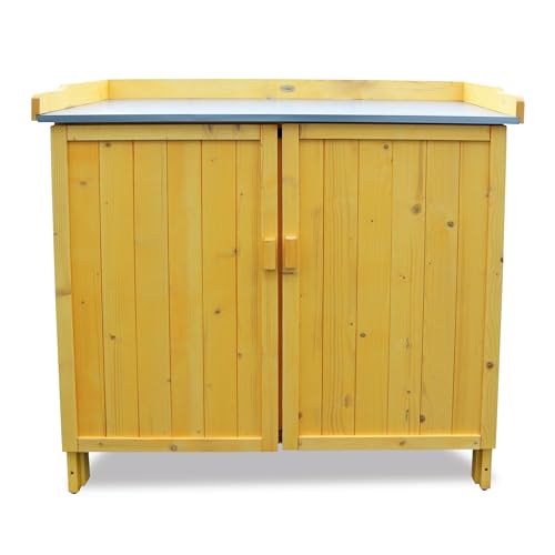 Outdoor Storage Cabinet with Potting Bench & Metal Tabletop V66120