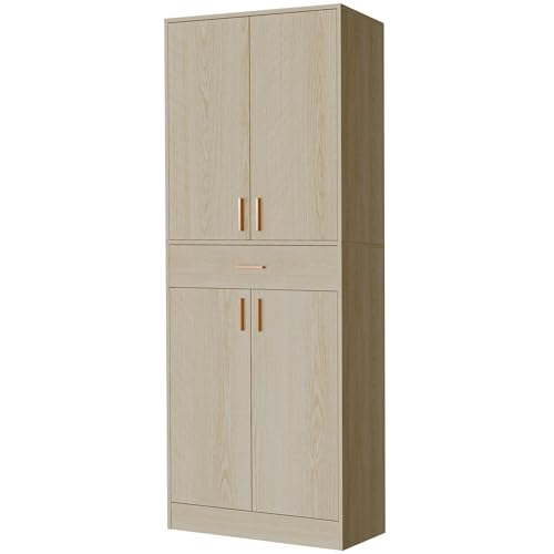 Cozy Castle Kitchen Pantry Storage Cabinet 71" Tall 4 Doors Oak U2244