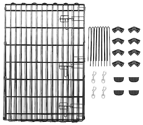Amazon Basics Foldable Octagonal Metal Dog Playpen, Extra Large, Black G18040