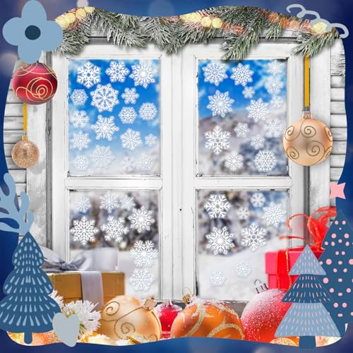 Pickmesh 45 Pcs Christmas Snowflake Window Gel Clings Removable Reusable U3538