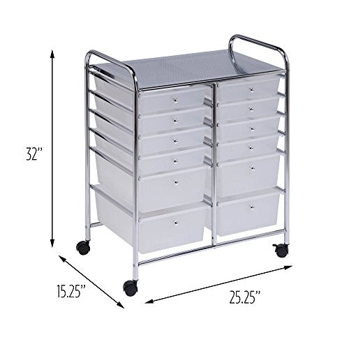 Honey-Can-Do Rolling Storage Cart with 12 Plastic Drawers J533829